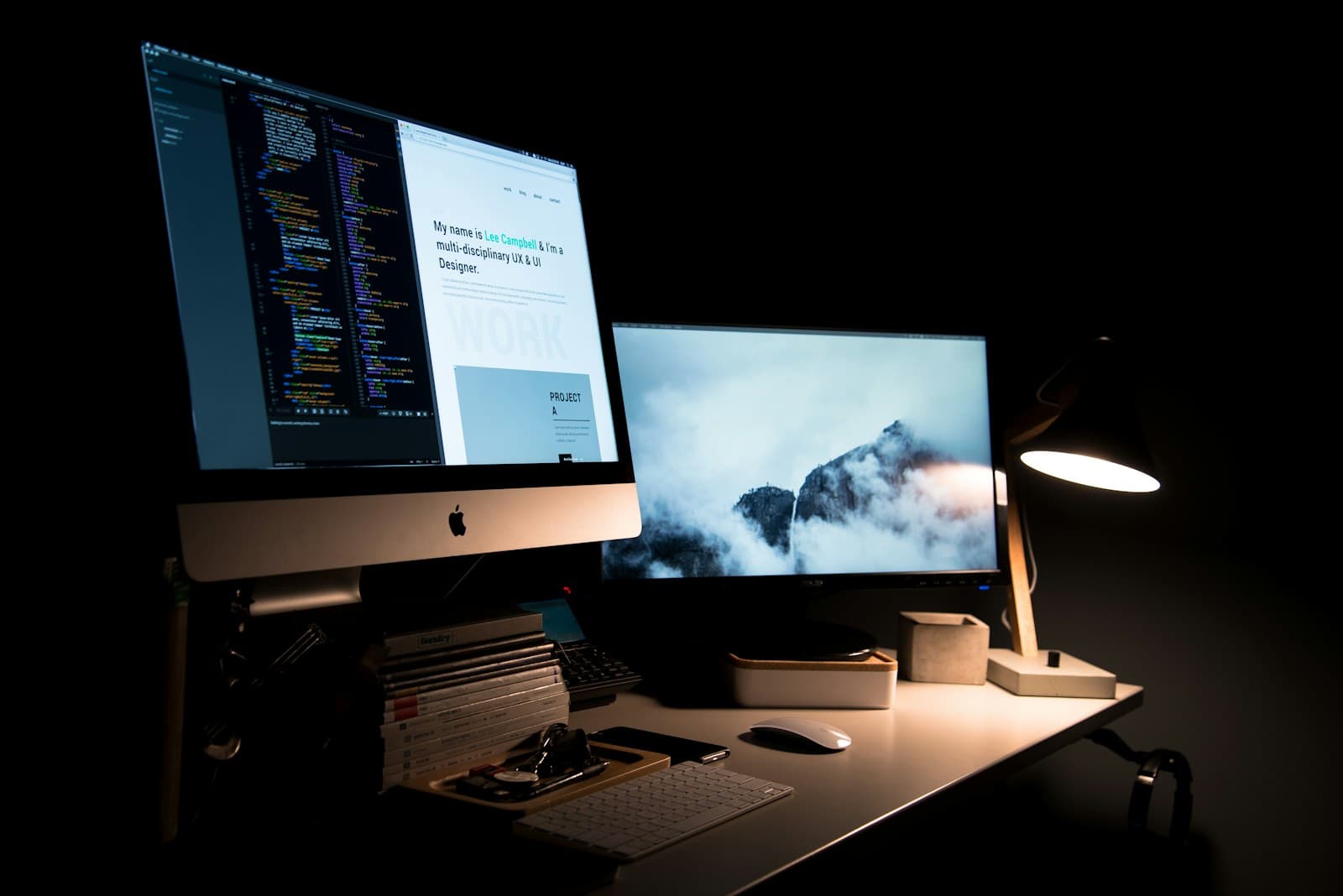 Web design workspace with color, layout, and interface planning.