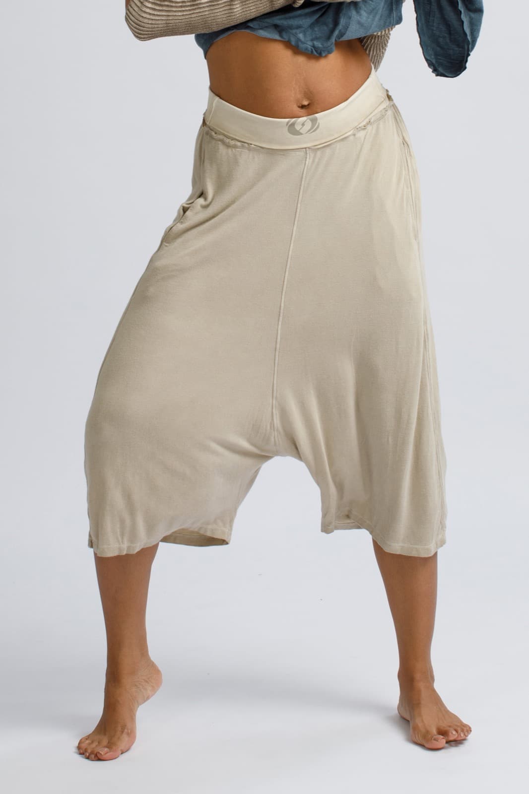 Superwide Ankle Pants in Angora by Salsation Wear.
