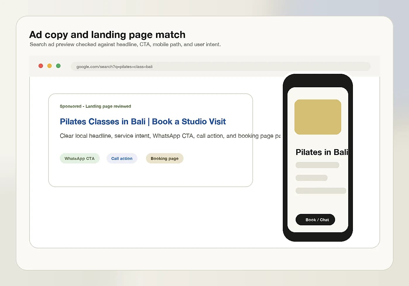 Ad and landing page match visual proof