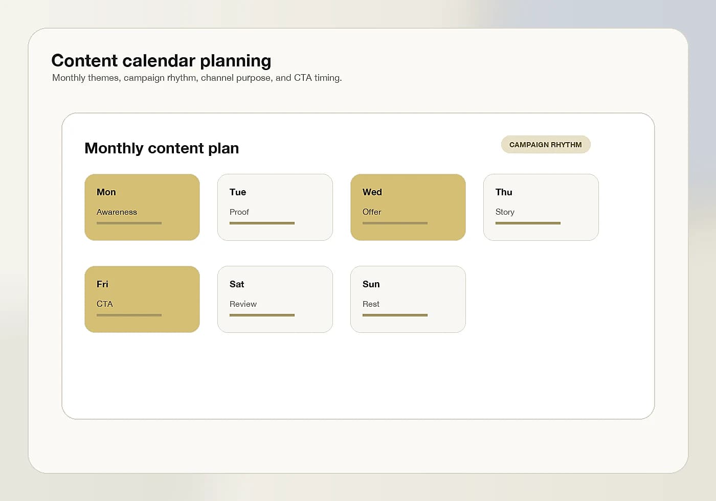 Content calendar view visual proof